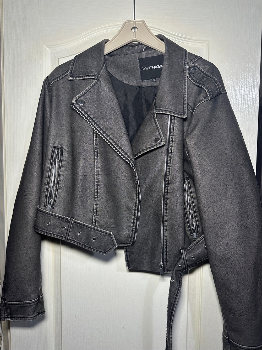 Fashion Nova Black Faux Leather Moto Jacket